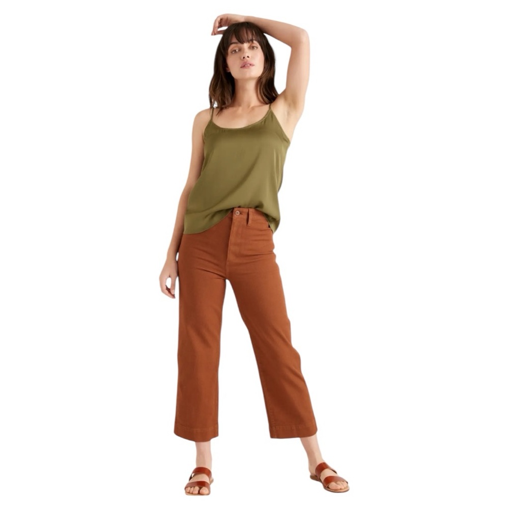 NWOT Quince Organic Stretch Cotton Twill Wide-Leg Crop Pants size 26 - Picture 1 of 9